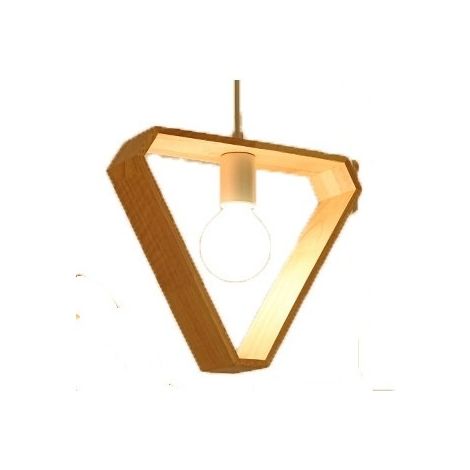 Suspension Luminaire forme Triangle Design en Bois 29cm Vintage Lustre Corde Ajustable (1/4)
