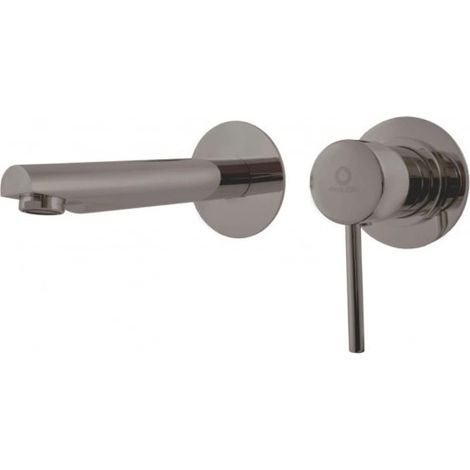 Mitigeur lavabo mural encastrable SEINA en laiton gris métal poli 8cm (1/2)