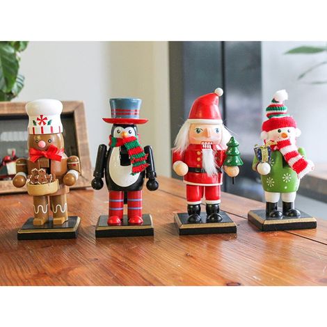 Sapin de Noël en bois casse-noisettes figurine décorative poupée articulée ornement de table (1/5)