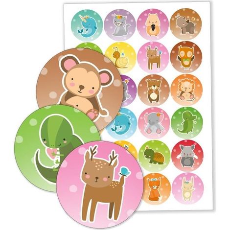 Adesivi per armadietti LearnHow - Animali 40 mm (24 pezzi) - Guardaroba, Asilo
