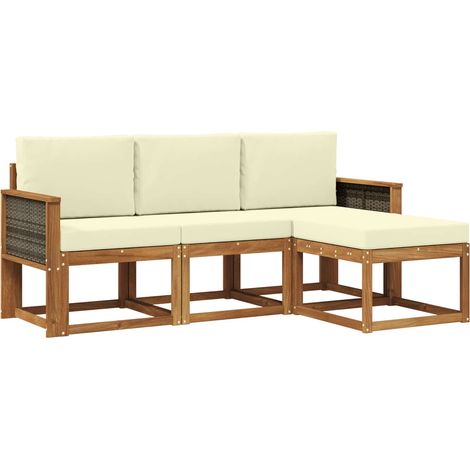 Outdoor Sofa Set with Cushion 4 pcs Natural and Cream vidaXL (1/5)