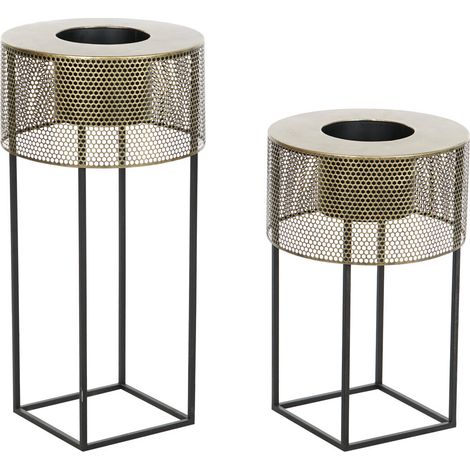 Macetero Set 2 Metal 33X33X67 Negro MC205995 (1/5)