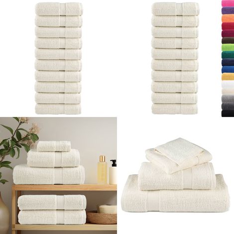 Serviettes de toilette premium SOLUND 10 pièces Crème 30 x 30 cm 600 g/m² - Serviettes de bain - Serviettes de visage (1/5)