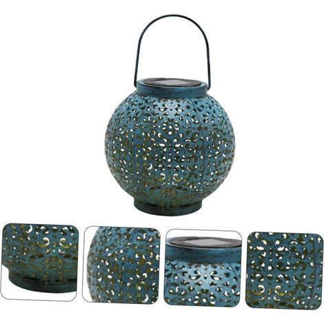 Lampe solaire à suspendre sur le balcon Surface bleue, design décoratif à suspendre 7,08 × 7,28 pouces (1/5)