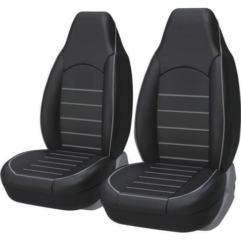 Housse De Siege Avant - Simili-Cuir Universelle - Compatible Airbag Latéral - Pour Voiture - Lot De 2 (1/2)