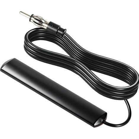 Antenne Autoradio Universelle Collante FM/AM avec Adaptateur DIN et Câble 3 Mètres, Antenne Voiture Autoradio FM pour Pare-Brise, Gain 5dBi, Compatible avec Auto Camion SUV Bateaux et Véhicules (1/5)