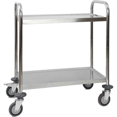 Chariot Inox 2 Plateaux - 710x410xH810 mm - Matériel CHR Pro