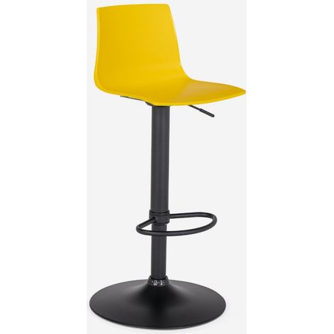 Design-Küchenbarhocker mit verstellbarem mattschwarzem Fuß Grand Soleil Imola Matt - Gelb