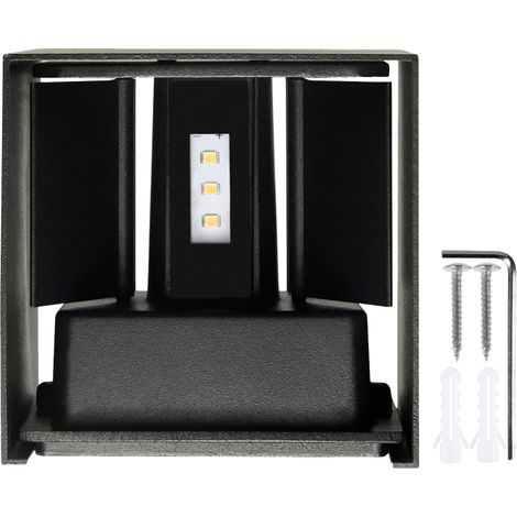 Aplique de pared exterior con iluminación hacia arriba y hacia abajo, fabricado en aluminio, resistente al agua con certificación IP65, ángulo de iluminación ajustable, ideal para patios, pasillos o p (1/5)