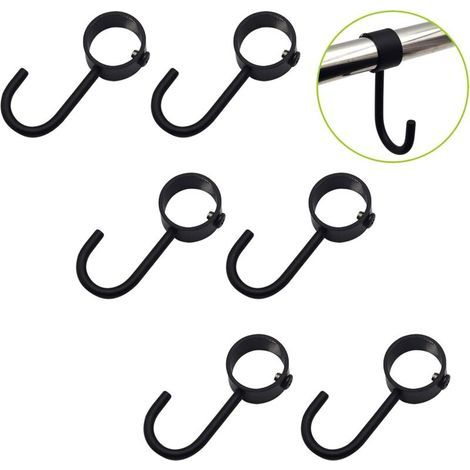 Set di 6 ganci scorrevoli in acciaio inox per riporre oggetti in cucina - Neri - Diametro: 25 mm (1/5)
