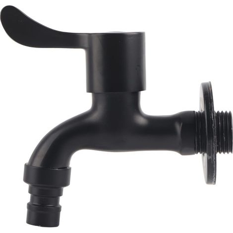 Schwarzer, wandmontierter Gartenwasserhahn aus Edelstahl 304 für Badezimmer (Waschmaschine) (1/4)