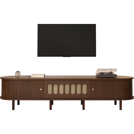 CHICFURN Mueble TV 180x40x40 cm de MDF acabado nogal oscuro, 5 compartimentos cerrados (1/5)