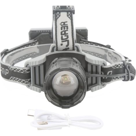 Lampada frontale a LED in lega di alluminio, 0W, ricaricabile tramite tipo C, impermeabile, ultra luminosa, torcia frontale per campeggio all'aperto (1/5)