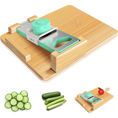 One-Handed Chopping Board, 6-in-1 One-Handed Board with Bread Stoppers and Spikes, Non-Slip One-Handed Adaptive Wooden Chopping Board for Amputees and Disabled People, Multifunctional Kitchen Board fo (1/5)