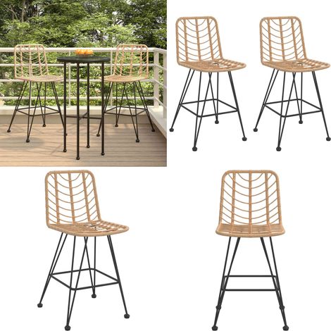 Tabourets de bar lot de 2 45x56x103,5cm Résine tressée et acier - Chaise De Jardin - Tabouret De Bar - Mobilier De Jardin - Chaise Design - Résine Tressée - Home & Living (1/5)