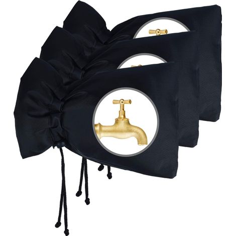 BRAVIX Housse de Robinet pour L'extérieur, Housse de Robinet Cosy pour la Protection Contre Le Gel en Hiver, Housse de Robinet de Jardin Imperméable, 22cm x 18cm (3 noir)
