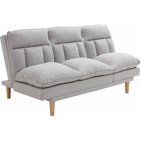 Canapé inclinable 3 places convertible clic-clac en tissu gris clair PALOBU (1/5)