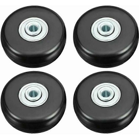 Roues de rechange pour valise (lot de 2), 50 mm x 18 mm, pivotantes en caoutchouc noir, avec accessoires de montage, pour valise à roulettes ou boîte à roulettes. (1/5)