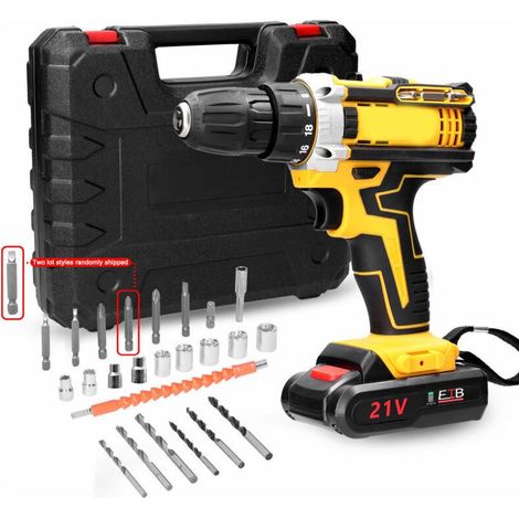 Perceuse Visseuse Sans Fil 21V, Brushless Visseuse Devisseuse avec 2 Batteries, 25 Accessoires, 2 Vitesses, pour la Bricolage (1/5)