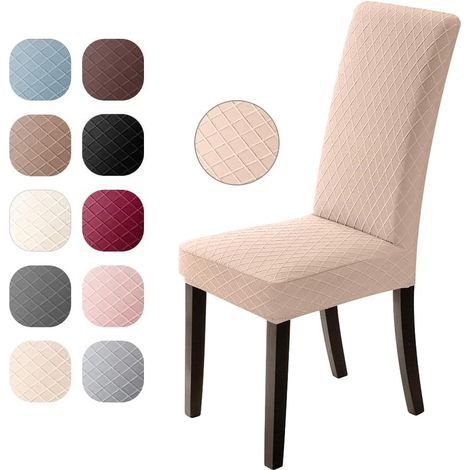 Stuhlhussen-Set, 6er-Pack, Jacquard-Muster, Spandex-Stuhlhussen, universelle Schutzhülle für Esszimmerstühle (Kamel, 6er-Pack) (1/5)