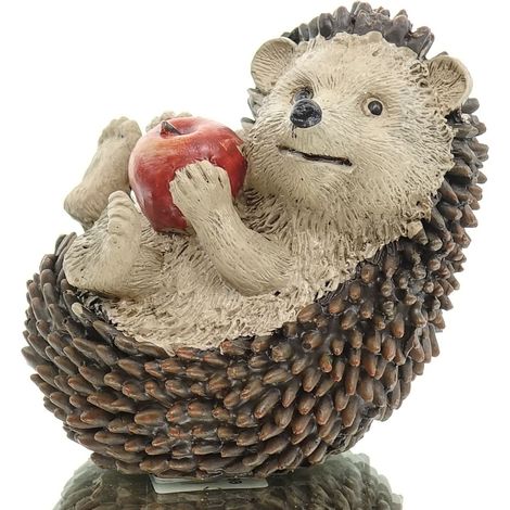 POSIWIO Dekofigur Igel mit Apfel auf dem Rücken & Kopf schräg - Polyresin (1/4)