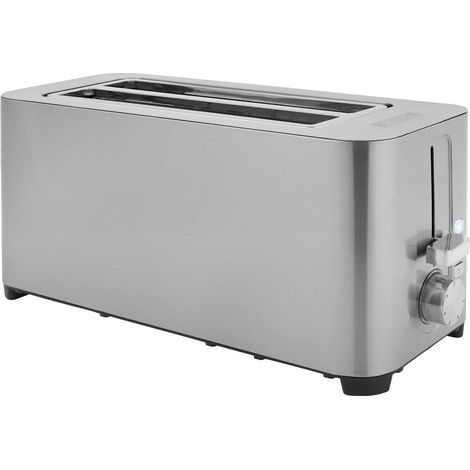 Grille-pain Steel Toaster 2 Long Slot - 1 050 W - Fonctions décongélation, annulation, réchauffage - Support à viennoiseries (1/5)