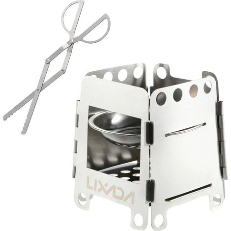 Réchaud à bois pliable et léger en titane/acier inoxydable, réchaud à alcool de poche pour la cuisine en plein air, le camping et la randonnée. (1/5)