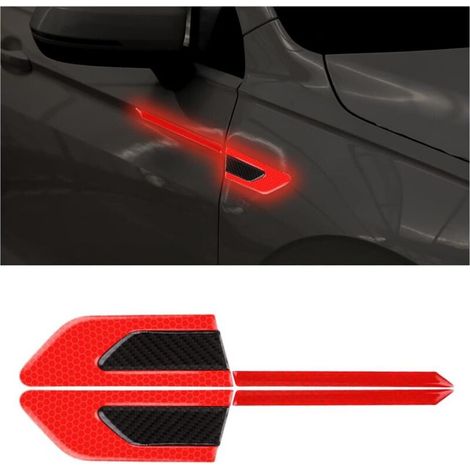 Bardusch 2 PCS Autocollant 3D à Bandes Réfléchissantes, Autocollants Réfléchissants pour Coffre Voiture, Autocollants Réfléchissants à Haute Intensité pour La Visibilité de Nuit pour Voiture SUV(Rouge (1/5)