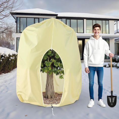 Protection hivernale pour plantes - 120 x 180 cm - Respirante, indéchirable et réutilisable - Avec fermeture éclair - Matériau épais de 80 g/m² - Lavable (1/5)