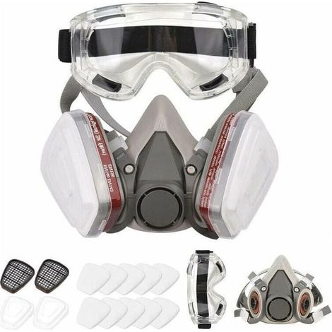 Demi-masque respiratoire réutilisable 6200, masque à gaz, protection respiratoire avec lunettes de sécurité. (1/5)
