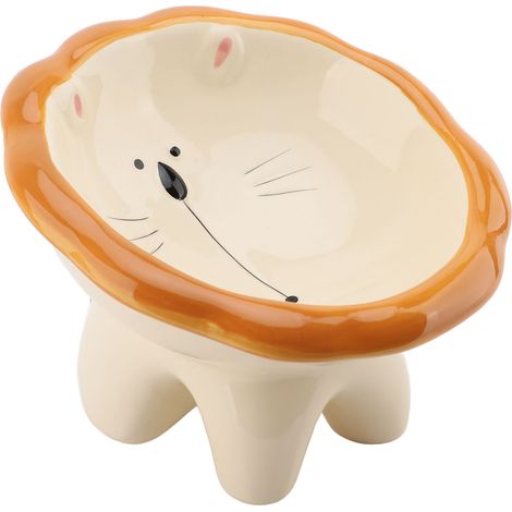 Schräger, erhöhter Futternapf aus Keramik mit niedlichem Tiermuster, kippsicher, breiter, erhöhter Katzennapf, Haustierbedarf (1/5)