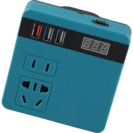 Portable car power inverter with voltage display, smart fast-charging power tool, DC to AC battery converter (1/5)