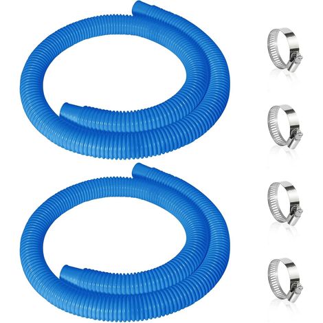Set di 2 tubi per piscina, lunghezza 150 cm, diametro interno 32 mm, tubo di ricambio per pompe per piscina, tubo per pompa filtro per piscina fuori terra - blu (1/3)