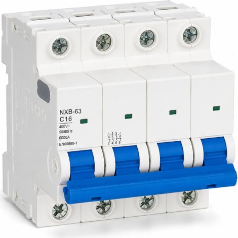 Disjoncteur miniature 4P 16A courbe C 6kA EN60898-1