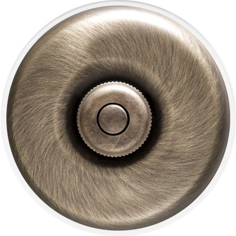 DIMBLER - Bouton Poussoir Carillon Porcelaine Blanche Coque Bronze Réf. 60310703 (1/2)