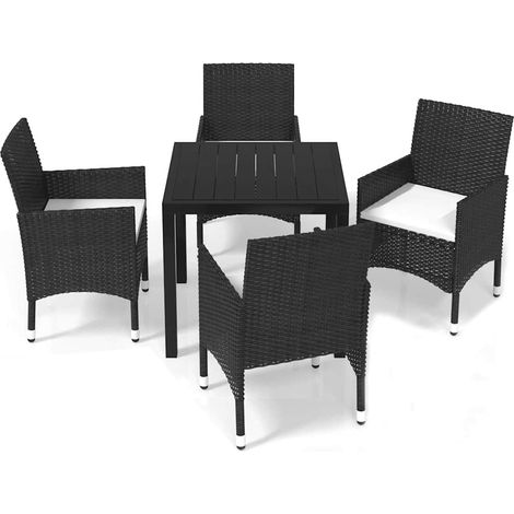 Maison Exclusive - Set da Pranzo per Giardino 5 pz con Cuscini Polyrattan Nero (1/5)