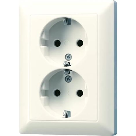 Jung SCHUKO®-Zweifach-Steckdose, 16 A 250 V , Duroplast, Serie AS, weiß AS 5020 U (1/2)