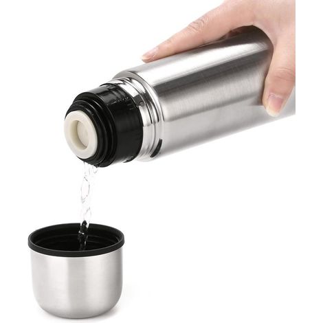 Borraccia termica a doppia parete con isolamento sottovuoto, da 500 ml, a prova di perdite, mantiene l'acqua calda o fredda per 24 ore, realizzata in robusto acciaio inossidabile sia all'interno che a (1/5)