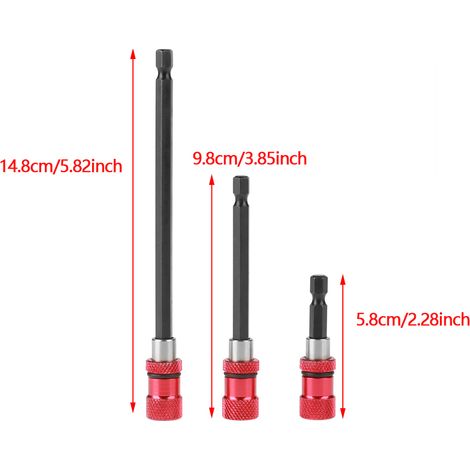 3-teiliges Set mit 1/4"-Sechskantschaft-Schnellwechsel-Magnetbohrerhalter und Schraubendreher-Verlängerungswelle (60/100/150 mm) (1/5)