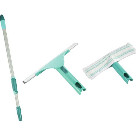 Leifheit Fenster Reiniger 3er Set - Fensterwischer Abzieher Teleskopstiel- 45552