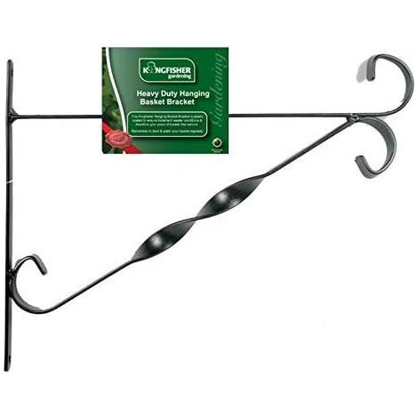 12" Black Garden Hanging Baskets Wall Mounting Brackets Indoor Outdoor Hanging Planter Plant Pots Flower Hanging Basket Wall Brackets (12" Black Hanging Bracket) (1/2)