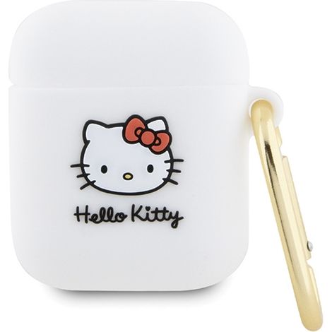 Hello Kitty HKA23DKHSH AirPods 1/2 Hülle, weiß/weiß, Silikon, 3D-Katzenkopf (1/3)
