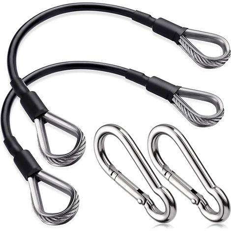 Cable D'Extension Pour Machine De Musculation - Acier Inoxydable Et Gaine Pu - Compatible Avec Appareils Multifonctions - Longueur 25,4 Cm - 2 Pièces (1/3)