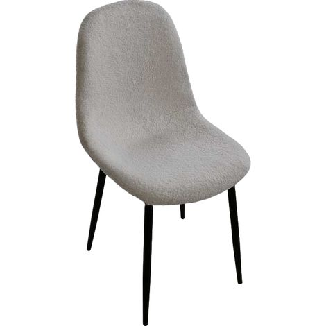 SEDIA IMBOTTITA TEDDY IN TESSUTO GRIGIO CON GAMBE NERE 44X48X88 CM