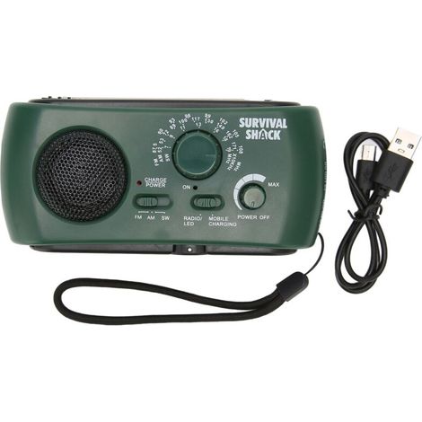 Radio à manivelle Portable pratique torche LED extérieur multi-bande AM/FM/SW Radio météo à manivelle solaire (1/5)