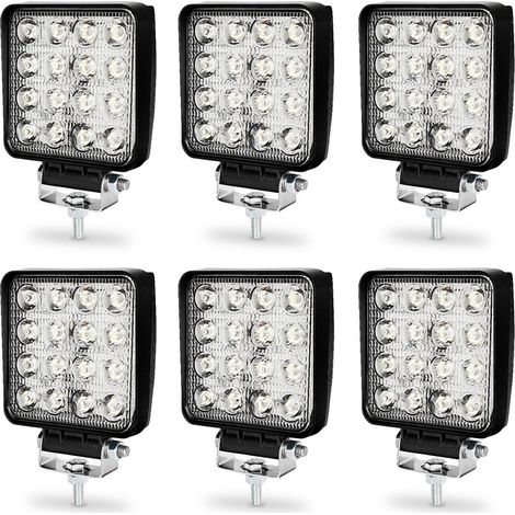 Phare de Travail LED 48W LED Phare Travail Projecteur FeuPCS Antibrouillard pour Voiture Camion UTV SUV Offroad Tracteur Bateau 6PCS (1/4)