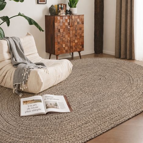 Tapis en jute naturelle tissage durable ovale 160230CM pour salon et chambre 6,26 kg – Livraison gratuite