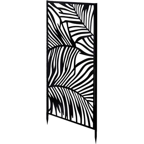 Panneau de clôture métallique décoratif - JUANIO - 45x100 cm - Noir - Brise-vue perforé - Robuste et élégant (1/3)