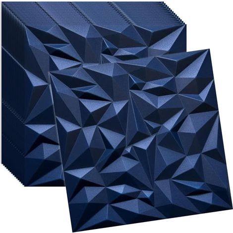 Verdico 3D Wandpaneele Marineblau – Deckenpaneele 50x50 cm – Set 20 Stück (5 m²) – Wandverkleidung innen zum Kleben – leichtes Styropor