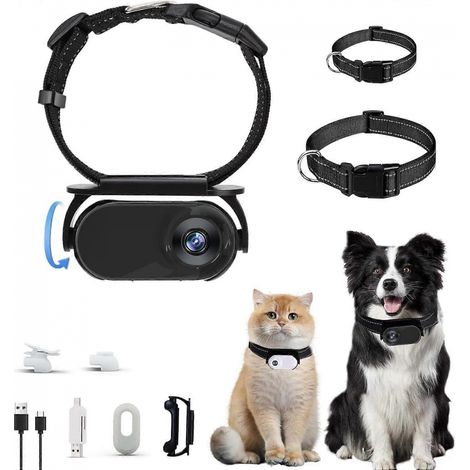 Filiyano-Collier caméra pour chat 1080p, caméra pour animaux de compagnie, mini caméra d'action étanche pour enregistrements vidéo (1/5)